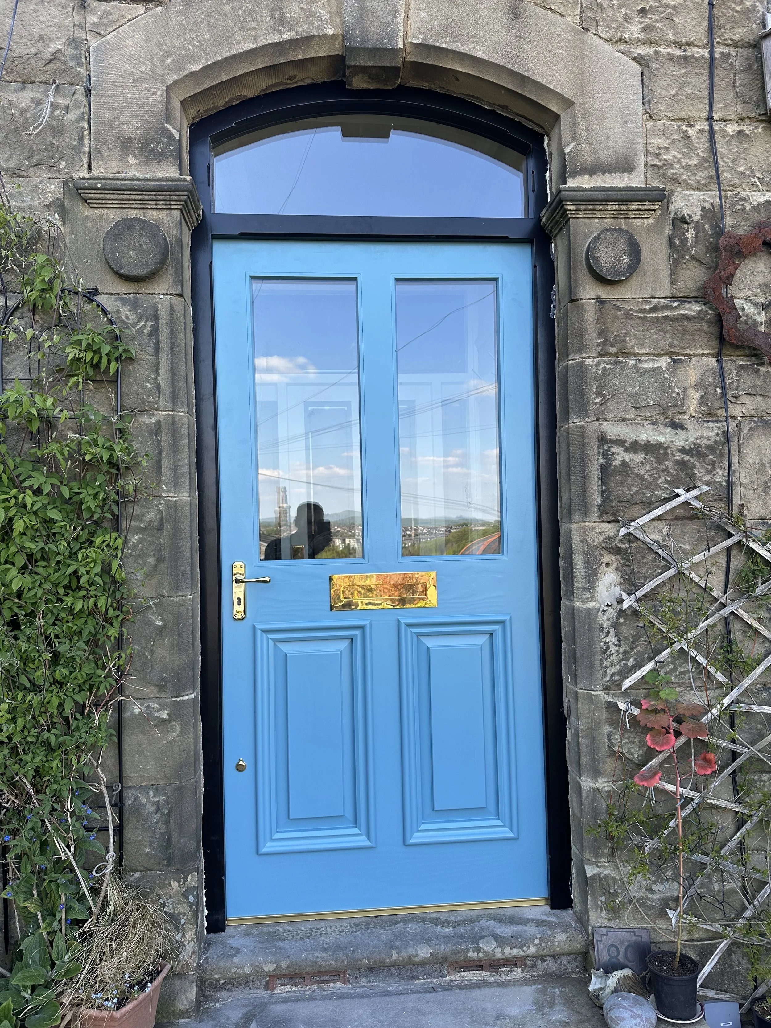 blue bespoke front door