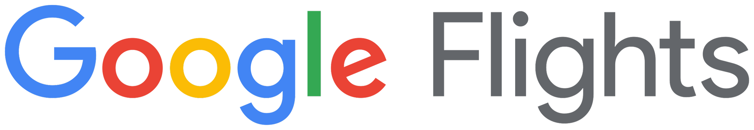 Google Flights logo in colorful text