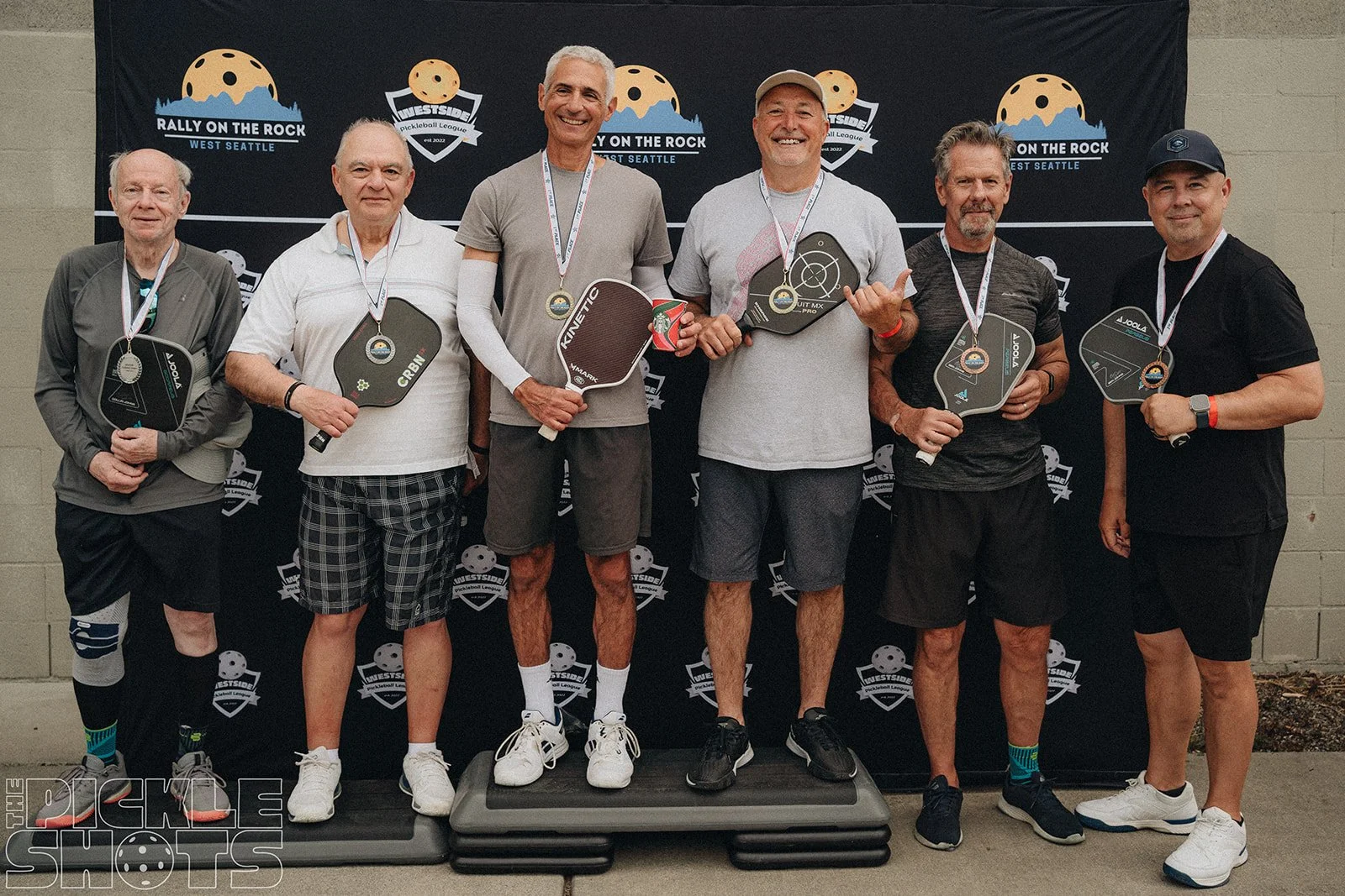 Men’s Doubles, 3.0, 50+ (l-r) SILVER: Mark M & Don G GOLD: Tom D & Abdi L BRONZE: John D & Tony X