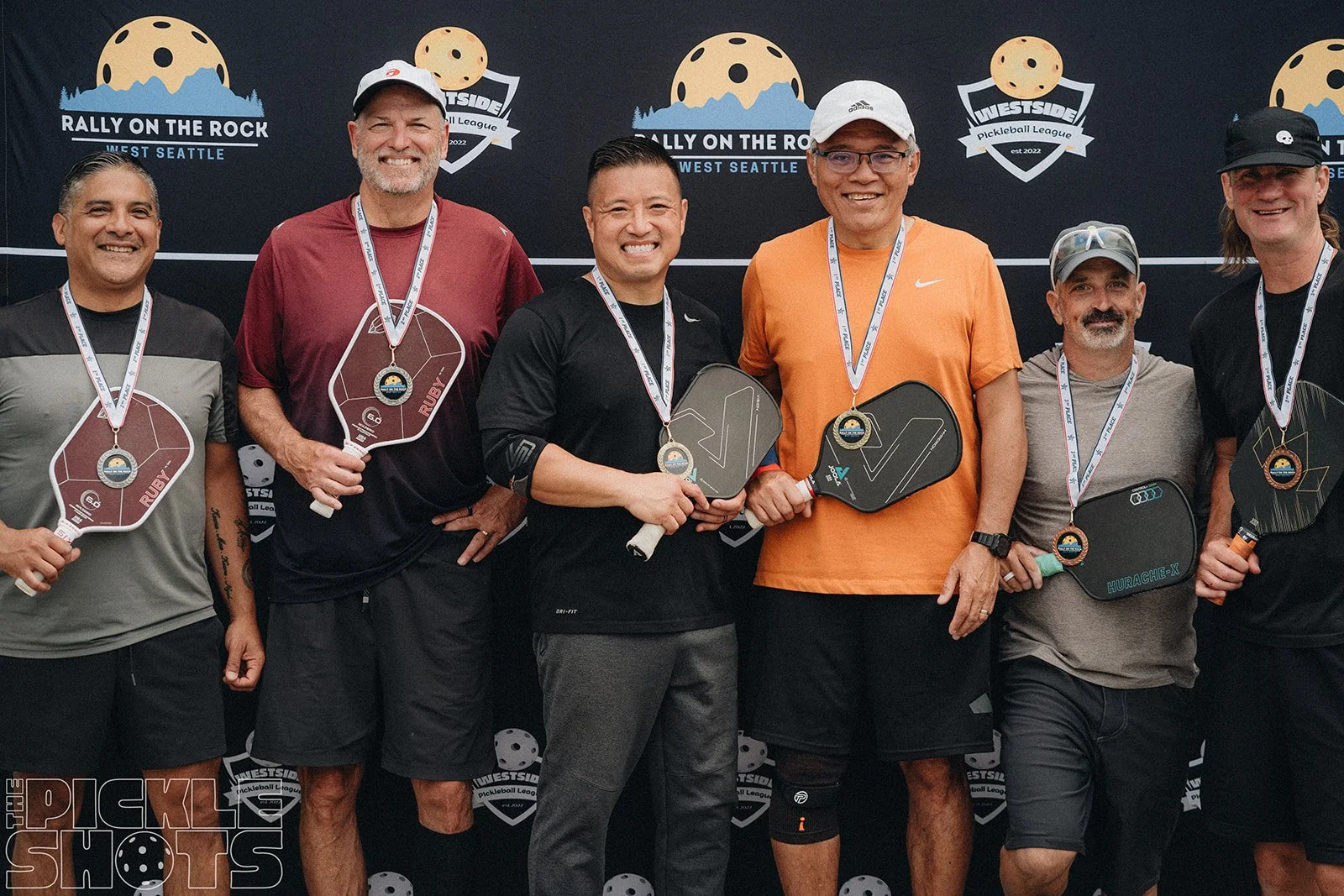 Men’s Doubles, 3.5, 50+ (l-r) SILVER: Max M & Dave G GOLD: Thomas D & Alex L BRONZE: Jim D & Zack X