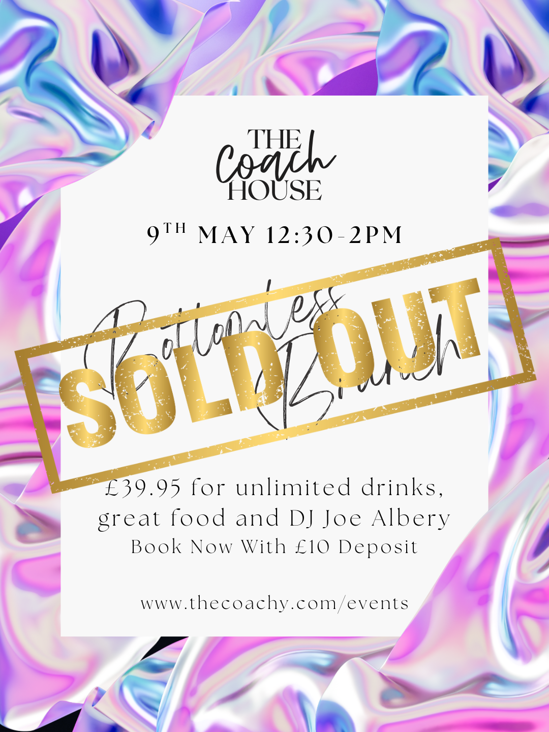 BOTTOMLESS BRUNCH | SAT 9TH MAY