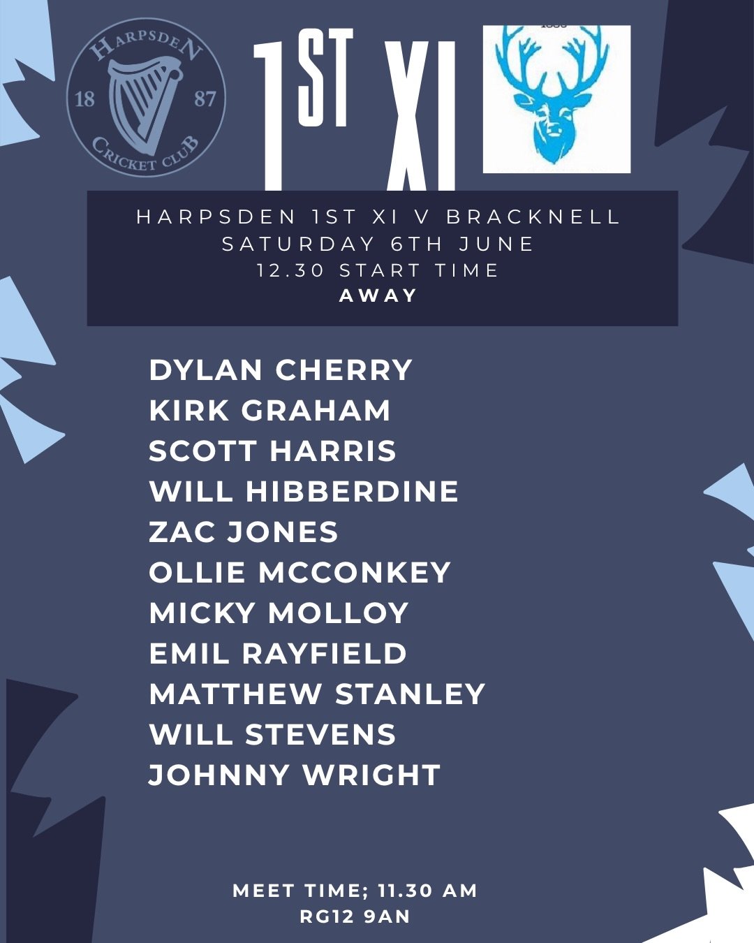 Another big Saturday ahead for Harpsden Cricket Club.

🛣️ 1st XI: Away at Bracknell &mdash; 12.30 start (meet 11.30).
🏠 2nd XI: Home vs Emmbrook &amp; Bearwood &mdash; 12.30 start (meet 11.30).

Two strong XIs ready to put in a shift and push for a