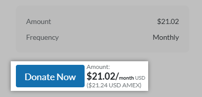 The Donate Now button to start the donation, displaying the monthly charge next to it.