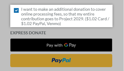 The checkbox option to cover the payment processing fee for your donation.