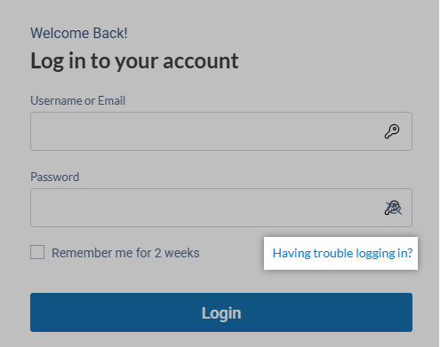 The login page for the new donor account, with the password reset action highlighted.
