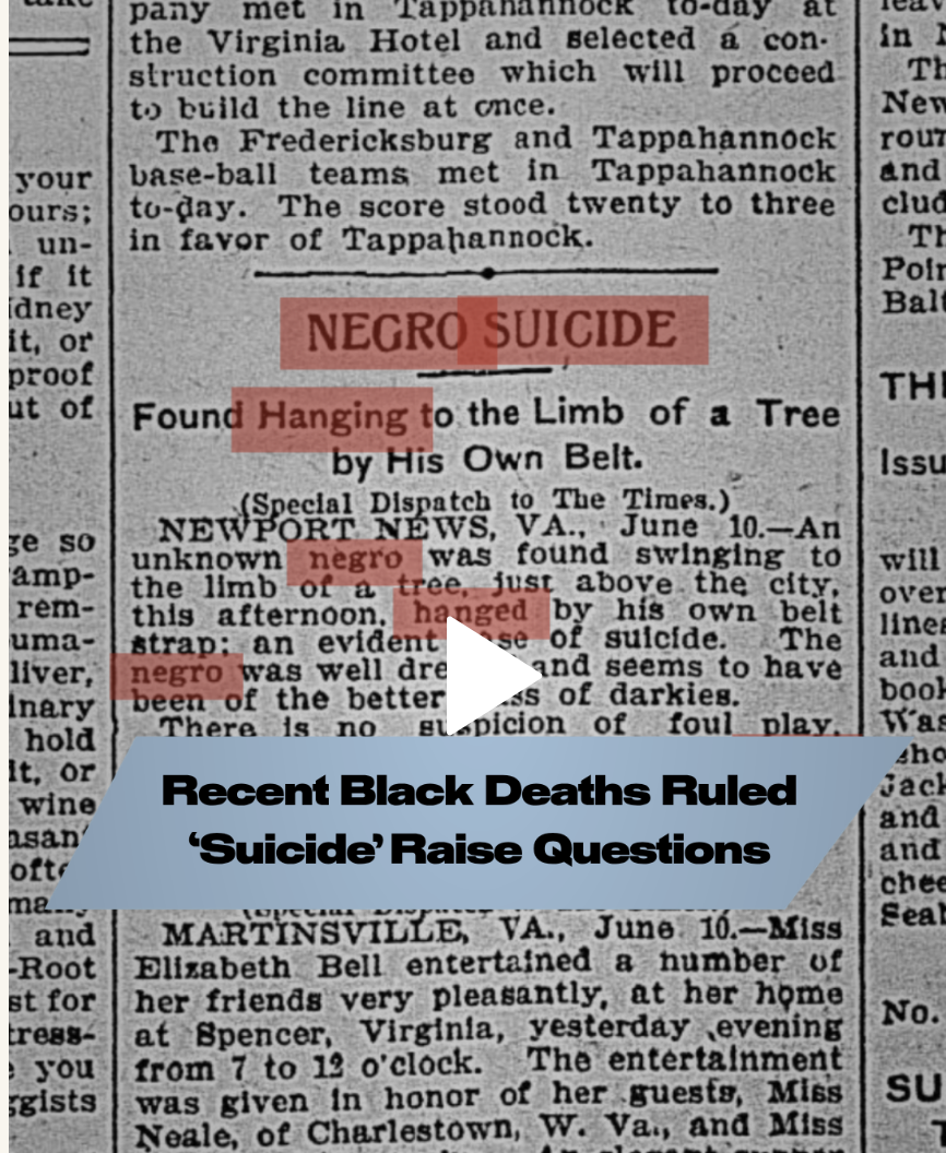 Recent Black Deaths Ruled Suicide Raise Questions