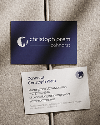 Visitenkarte für Zahnarzt aus Oberösterreich