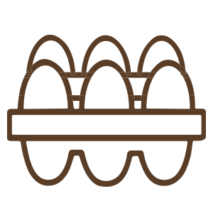 A carton of brown eggs.