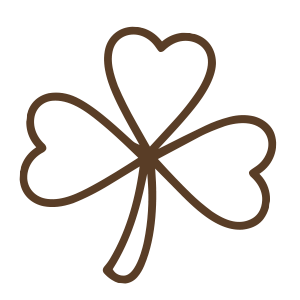 Outline of a three-leaf clover with hearts at the ends of each leaf.
