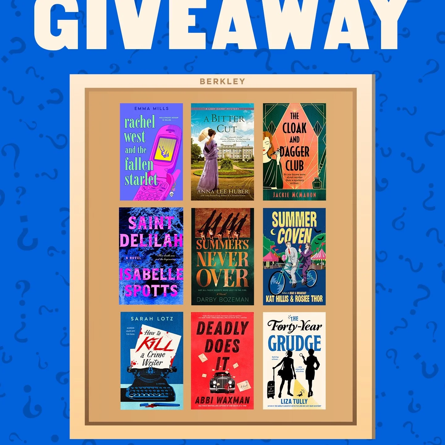 Enter the CRACK THE CASE SWEEPSTAKES from my wonderful publisher @berkleypub for a chance to win these NINE upcoming releases, including an early finished copy of THE FORTY YEAR GRUDGE coming on June 9. ("A treat for fair play mystery lovers&quo