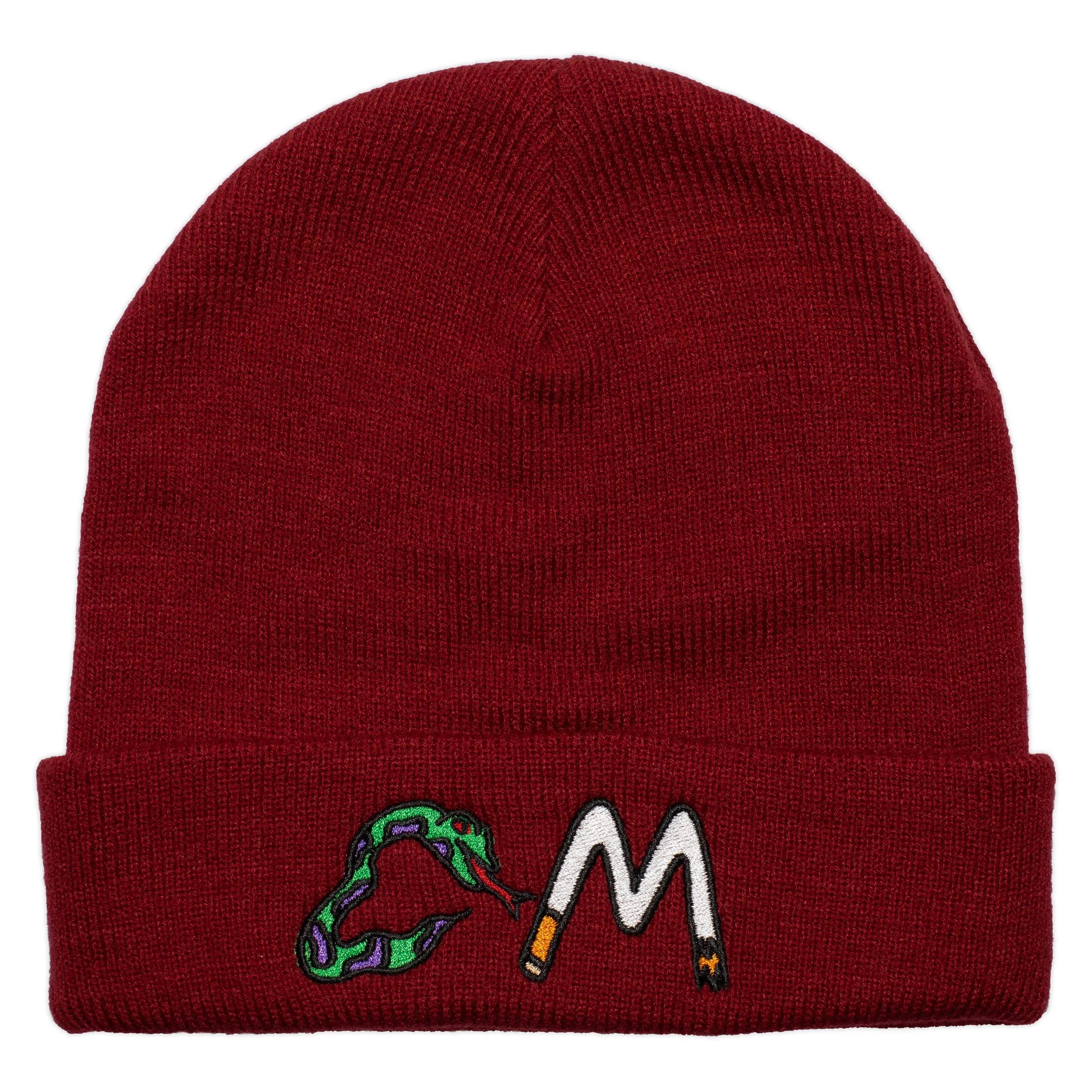 MAROON CIGGY SNAKE BEANIE