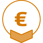 Euro symbol inside a circle to symbolize our experience with E.U. Funding.