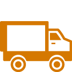 Orange delivery truck icon