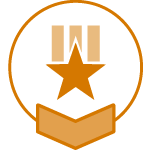 Medal with star icon and ribbon symbolizing excellence.