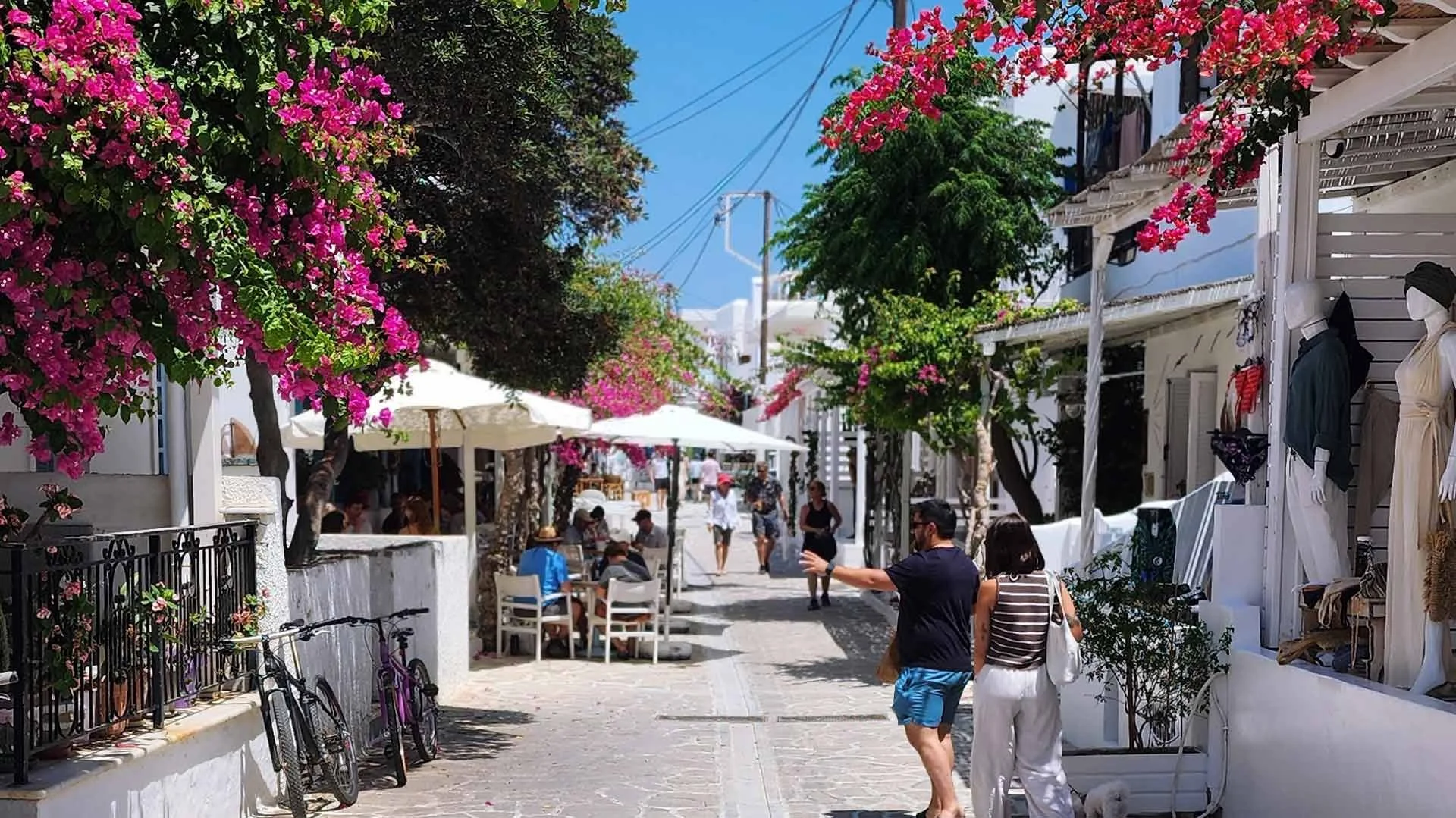 Shopping street in Antiparos Paros Greek Island