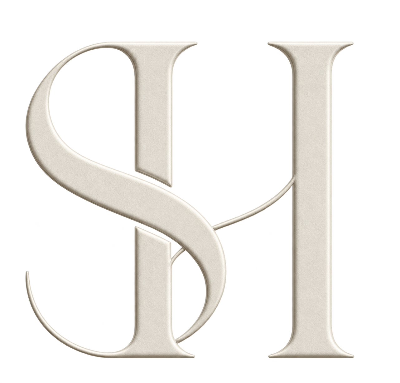 Stylized silver DNA double helix intertwined with uppercase letter D and uppercase letter H.