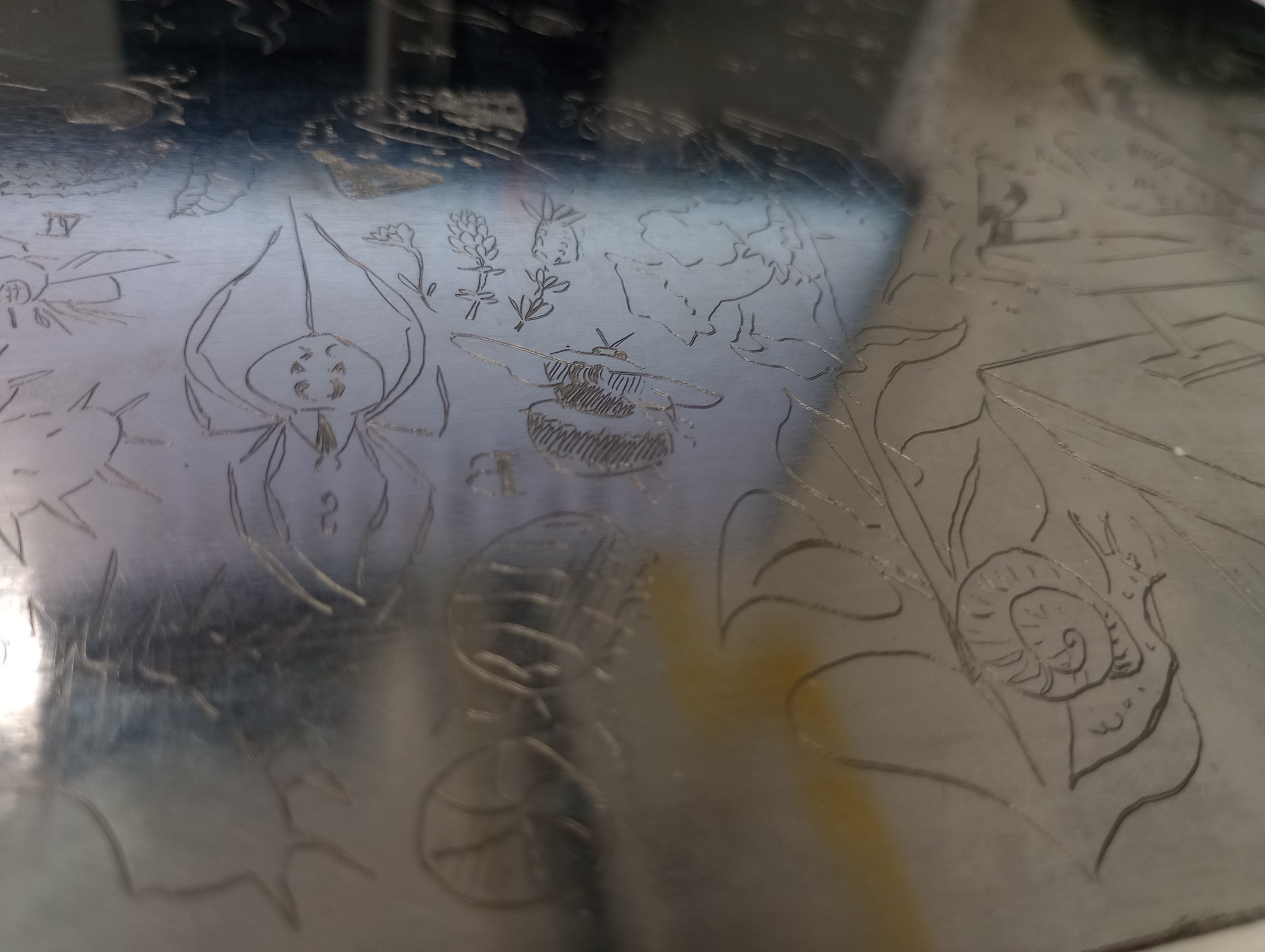 The sink plate after being exposed to acid.