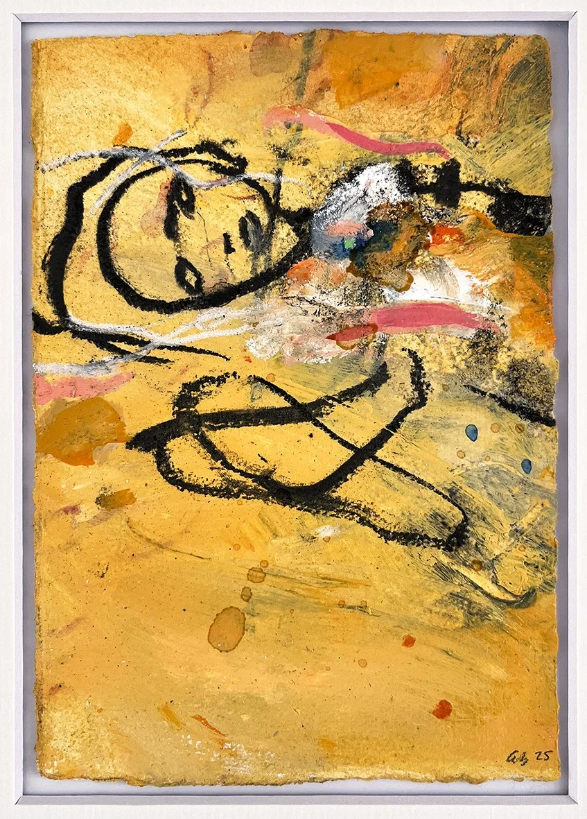 ‘Invoke’
2025 . 16.5 x 11.5cm . Mixed medium on etching paper . mounted, not framed.
£200