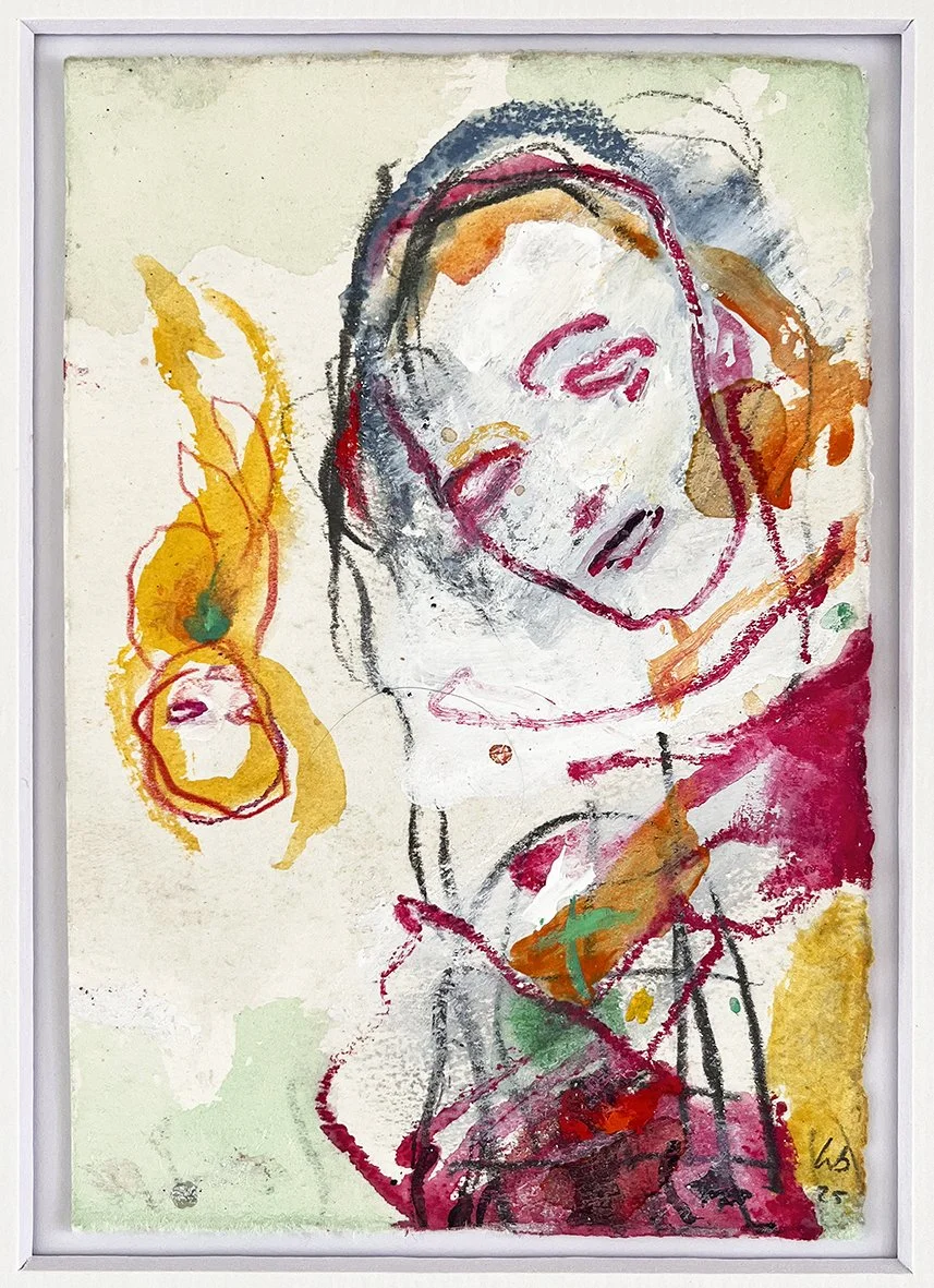 ‘Devote’
2025 . 16.5 x 11cm . Mixed medium on etching paper . mounted, not framed.
£200