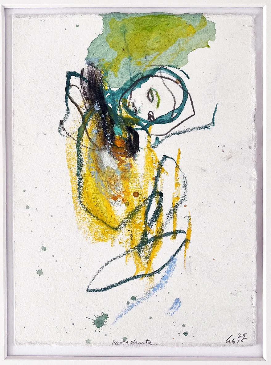 ‘Parachute’
2025 . 18 x 13cm . Mixed medium on etching paper . mounted, not framed.
£200