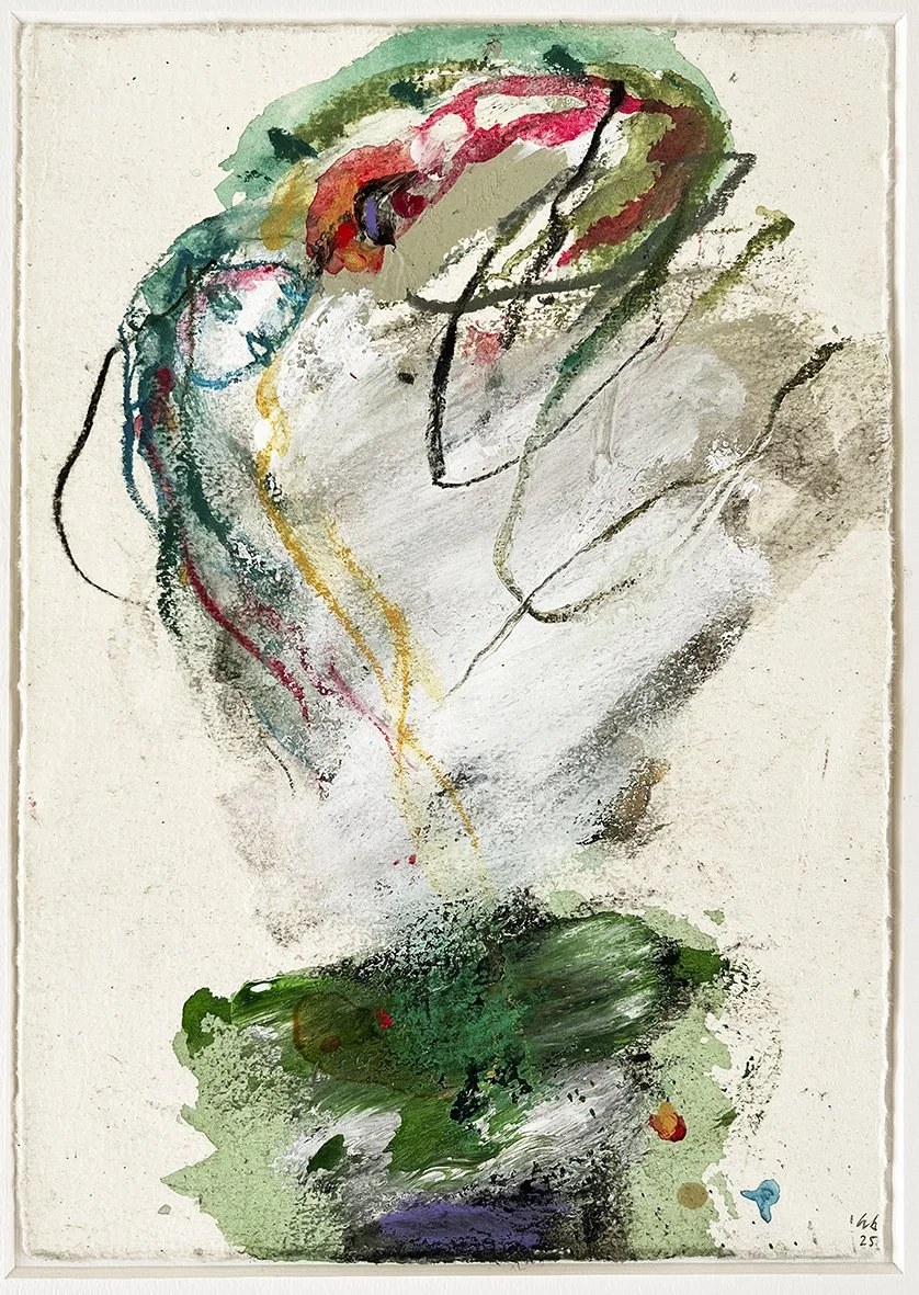 ‘Burst’
2025 . 21 x 15cm . Mixed medium on etching paper . mounted, not framed.
£200