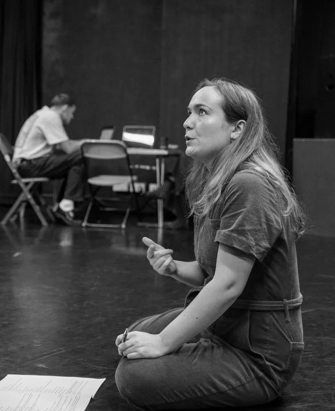 Director, Kelly Ann Stewart, in rehearsals for Gawain and The Green Knight at The Park Theatre, London (2025). Photo by Ben Hewis.