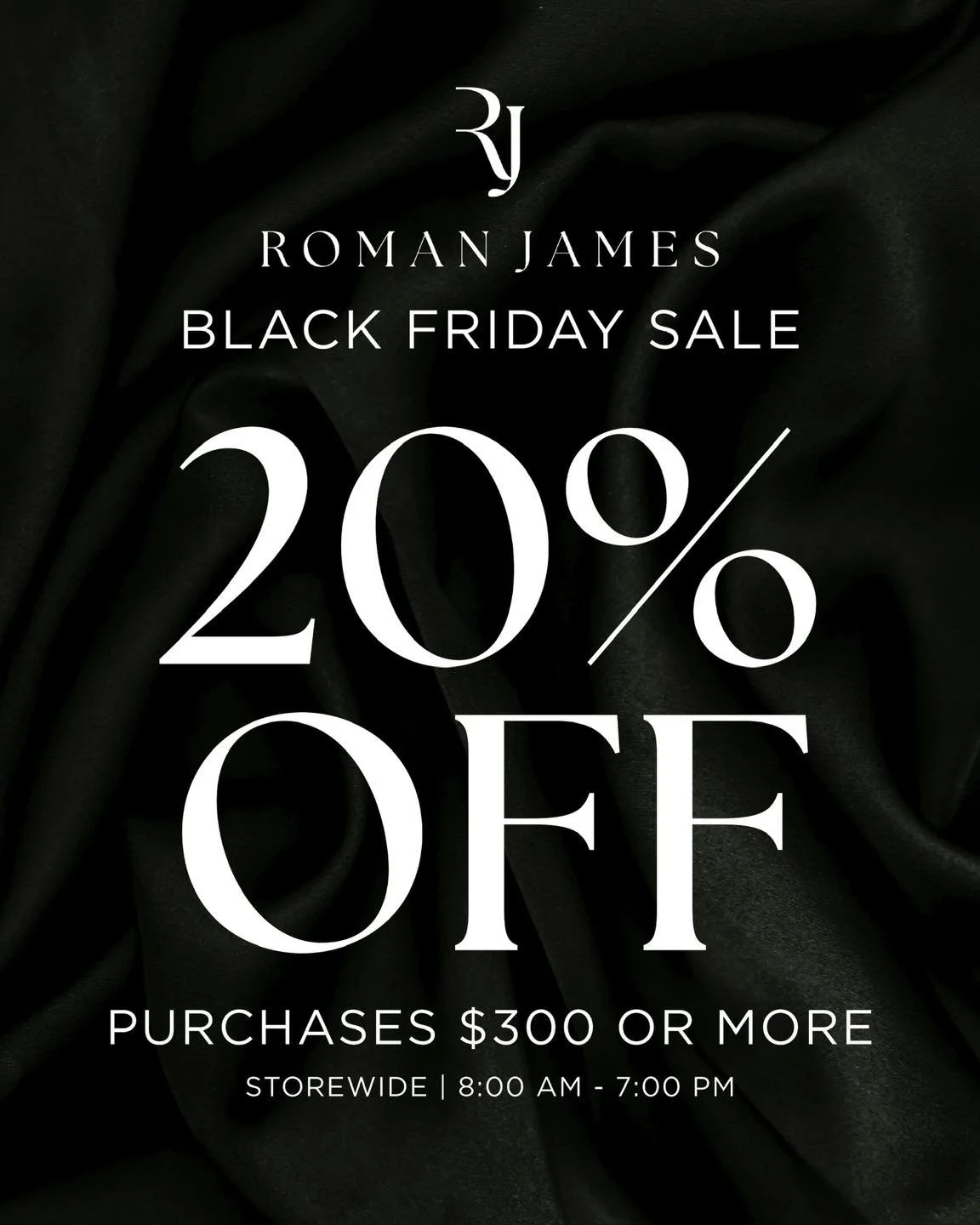 Surprise, Ada! We&rsquo;re EXTENDING our Black Friday sale! 🎉 

Roman James is open early, and enjoy 20% off purchases of $300 or more. Hurry in while the extra hours last!

#mensfashion #romanjames #discoverada #loveyourlocal #adavillage #BlackFrid