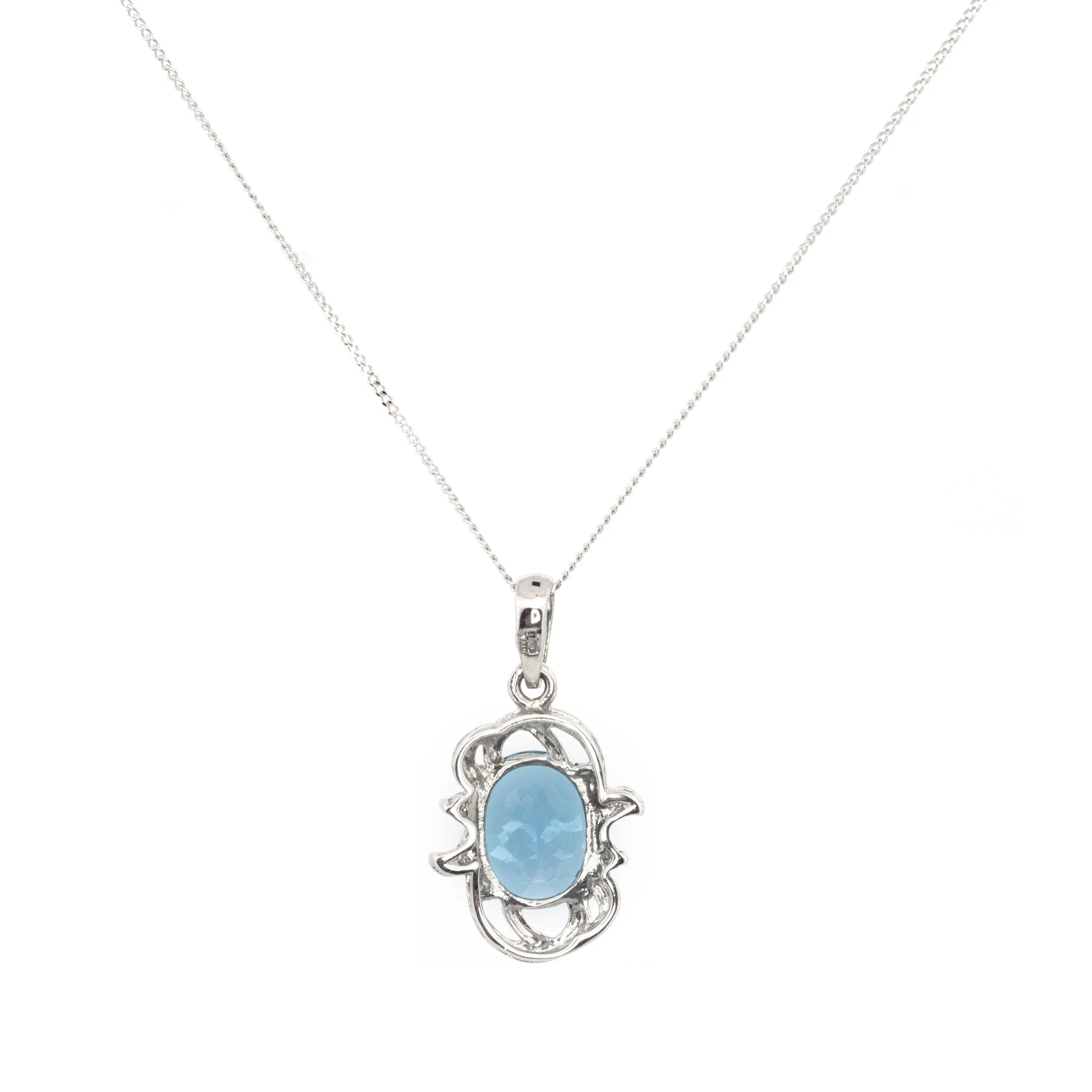 Blue Topaz & Diamond Pendant Necklace Jacksons Jewellers 1.jpg