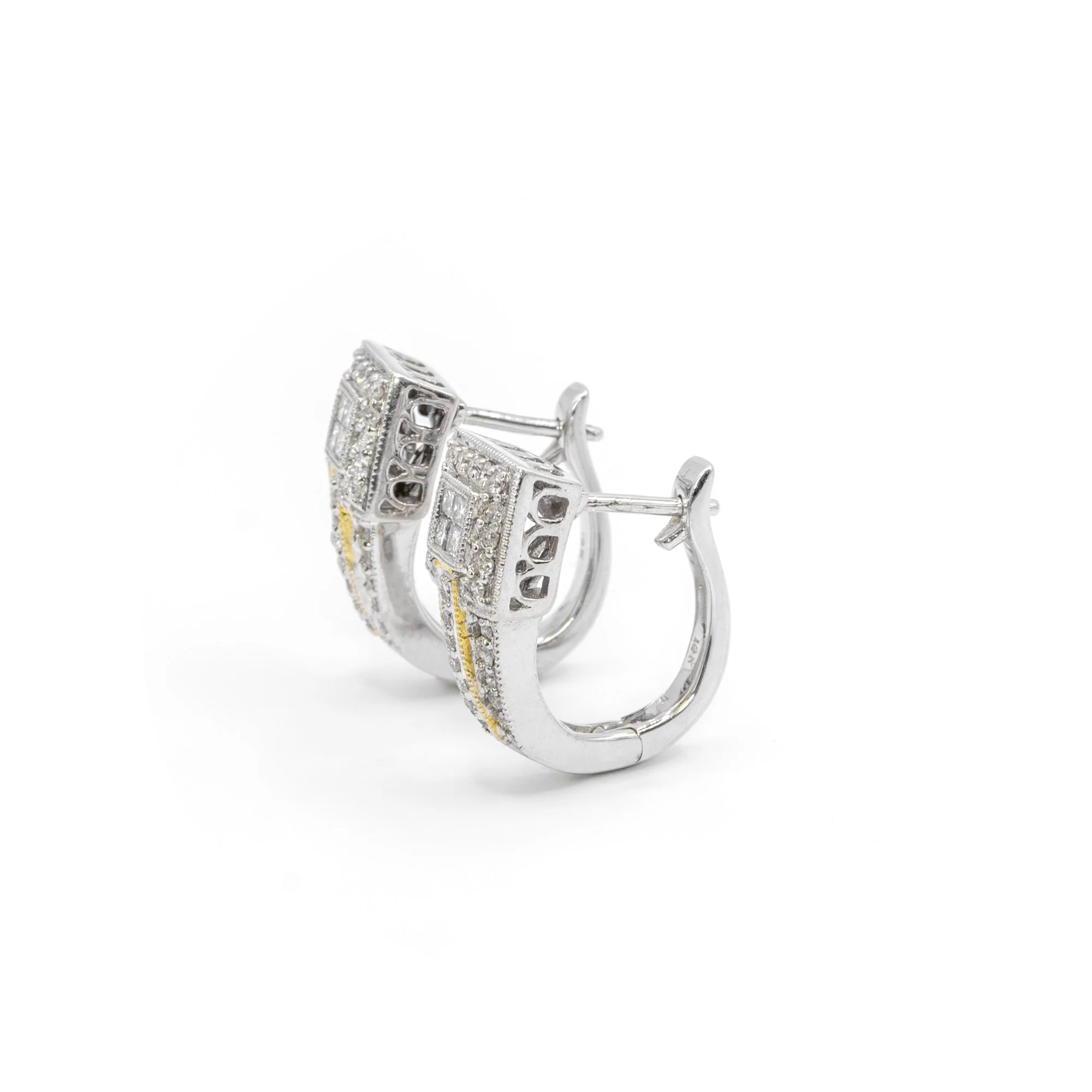 Two-Tone Gold Diamond Huggie Hoop Earrings.jpg