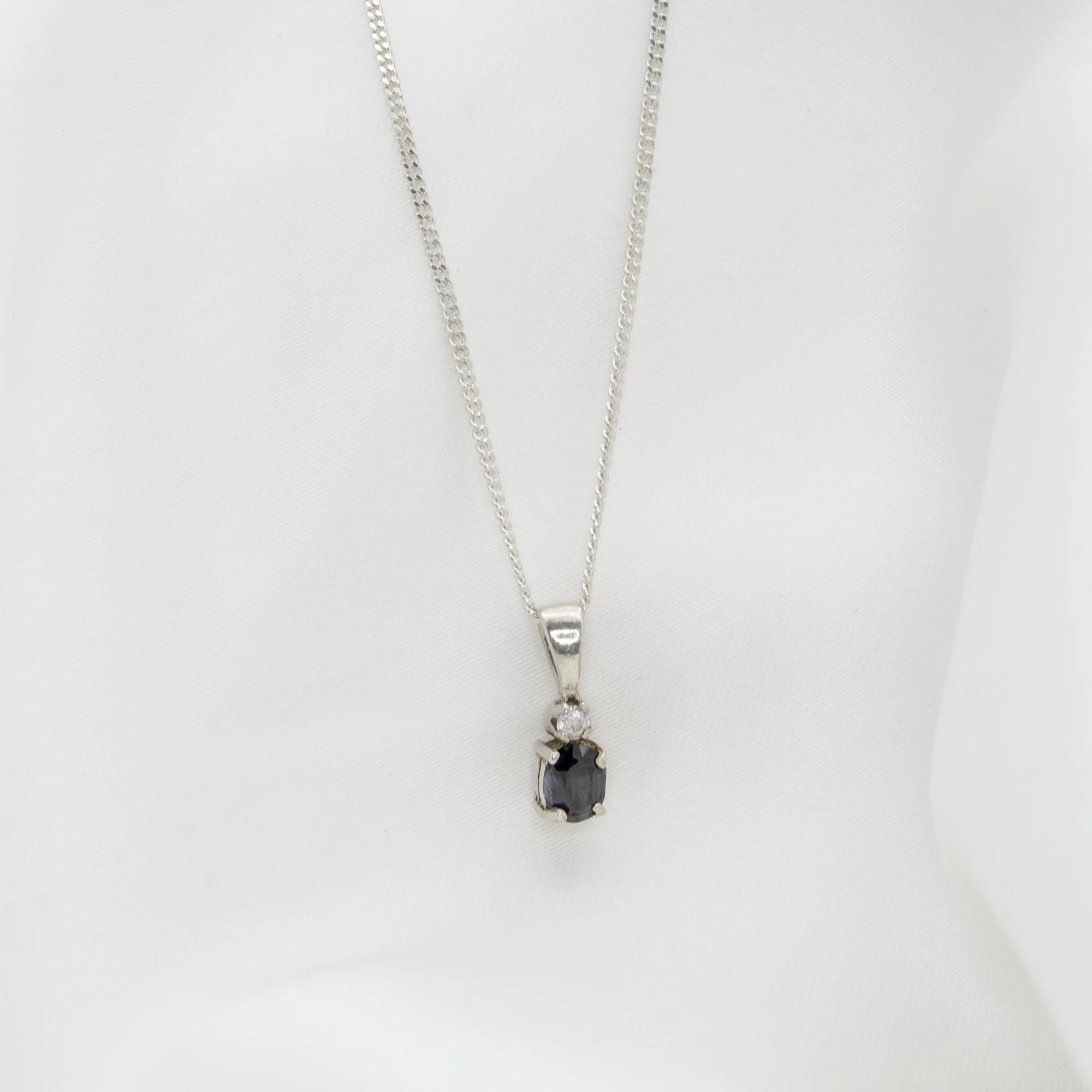 Deep Sea Blue Jadeite Silver Necklace.jpg