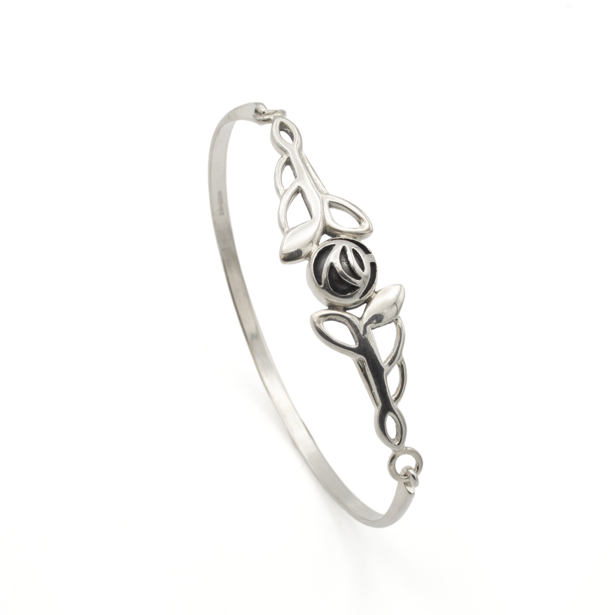 Kit Heath Sterling Silver Rennie Mackintosh Rose Hook Bangle KH96.png