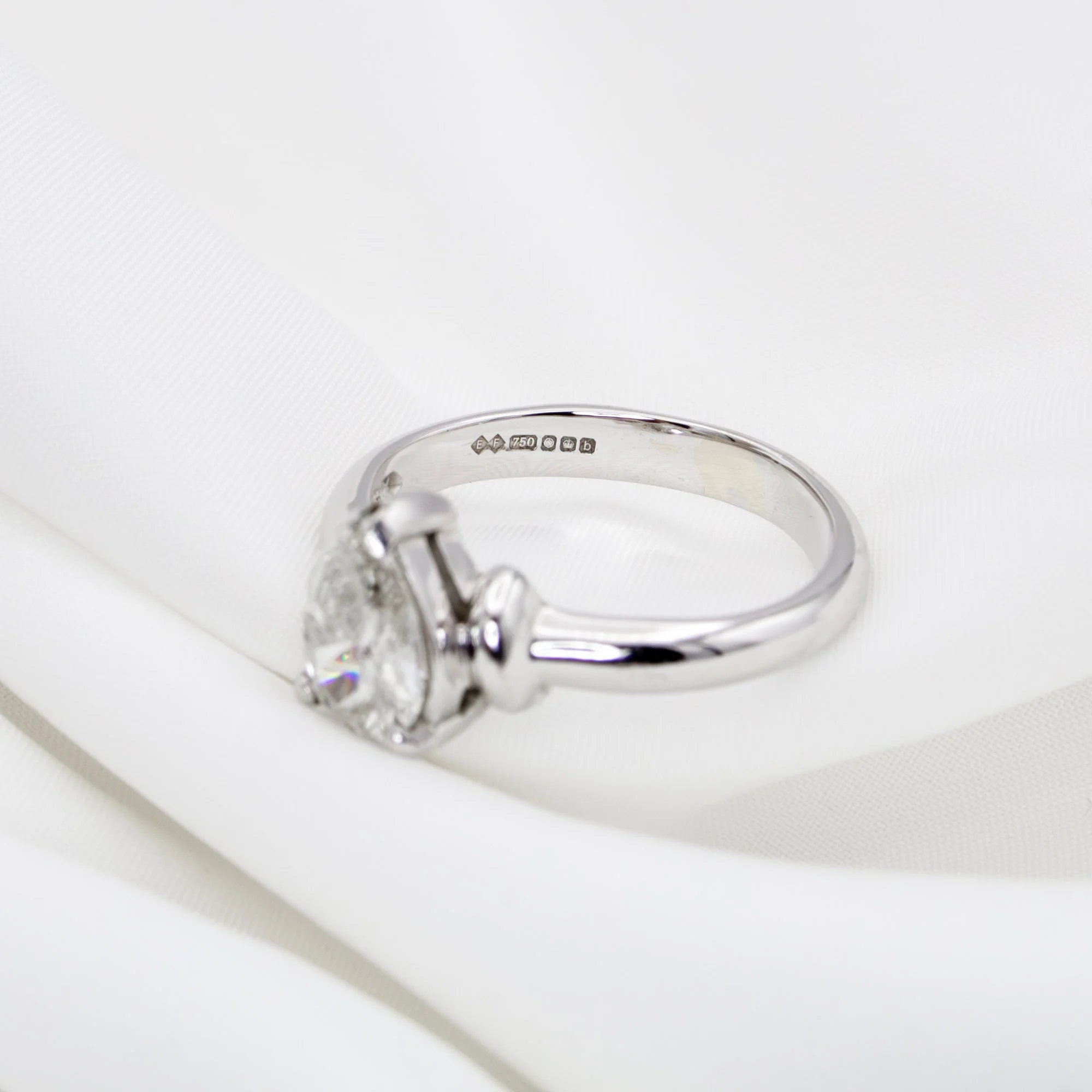 Pear Cut Diamond Solitaire Ring in White Gold.jpg