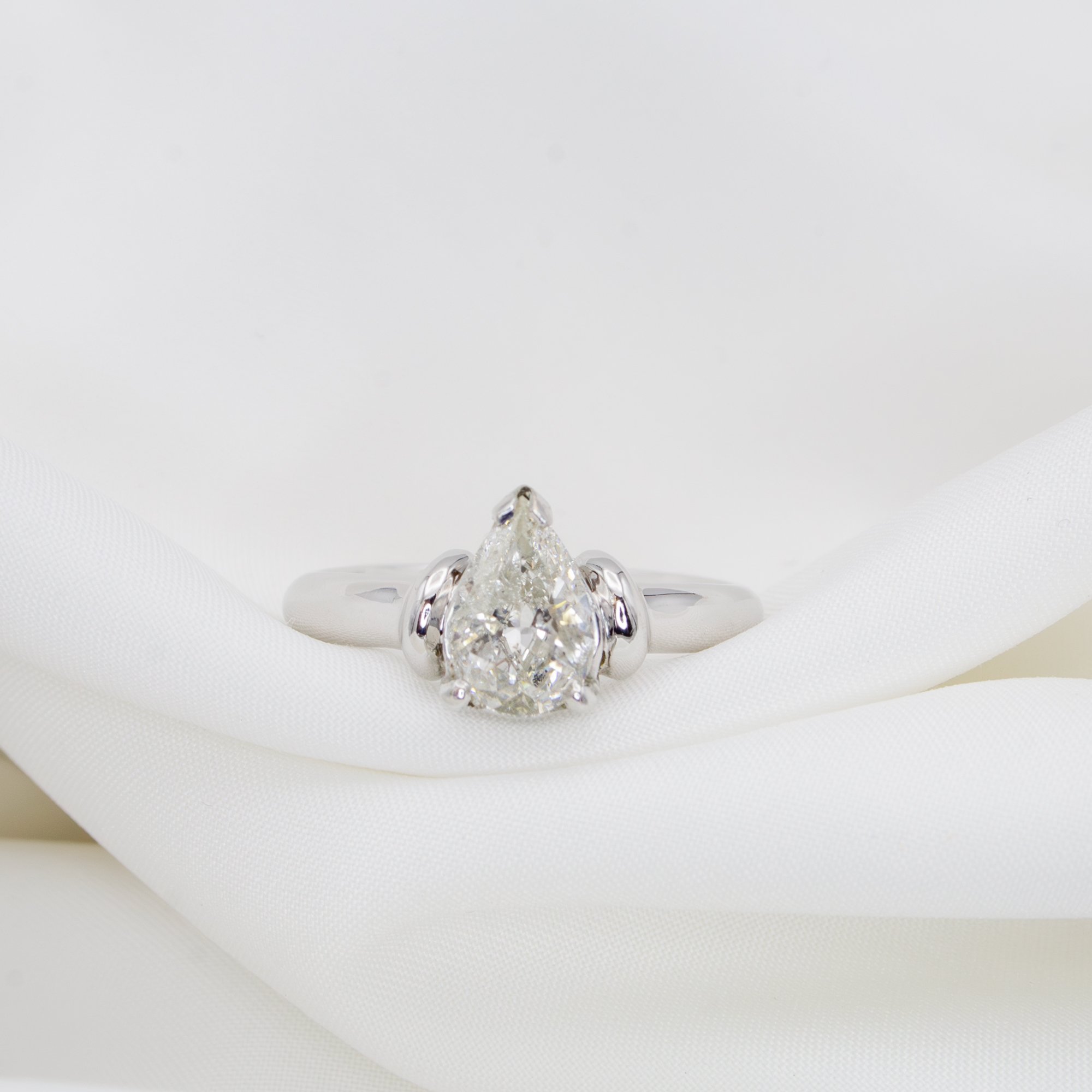 Pear Cut Diamond Solitaire Ring 18K White Gold.jpg