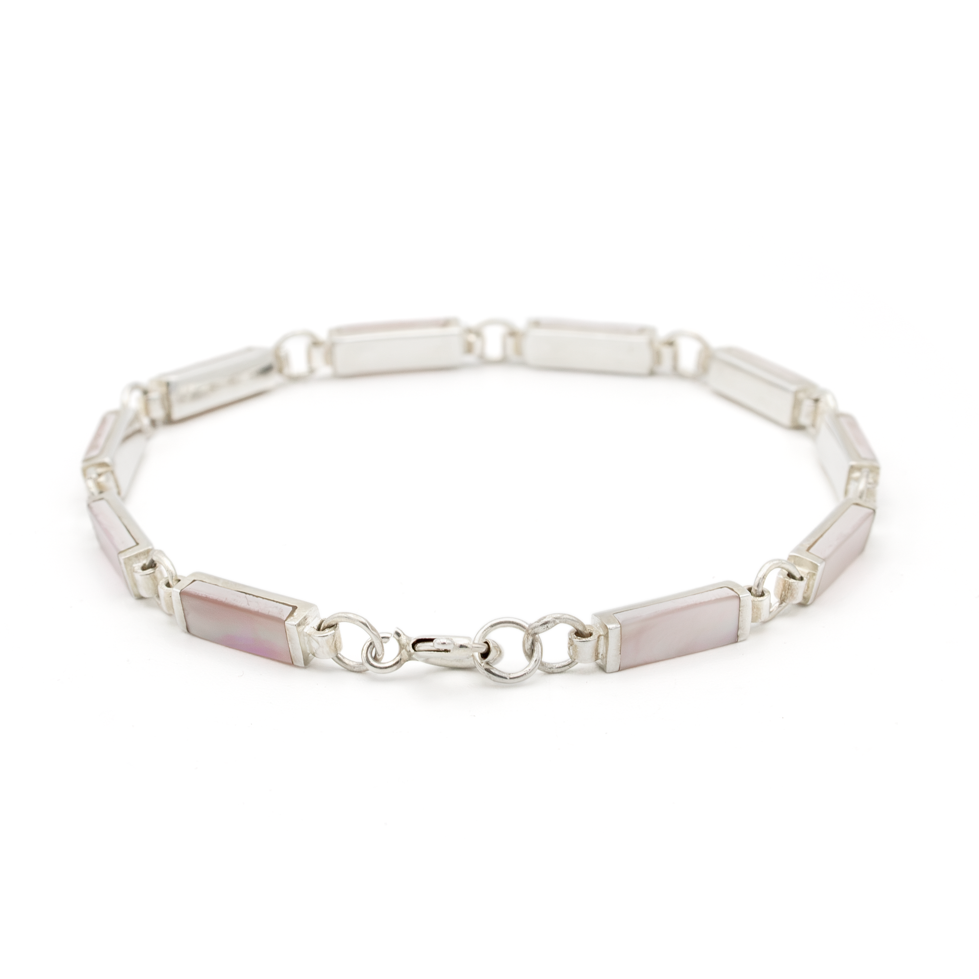 Sterling Silver Mother of Pearl Bracelet 7 Inch.png