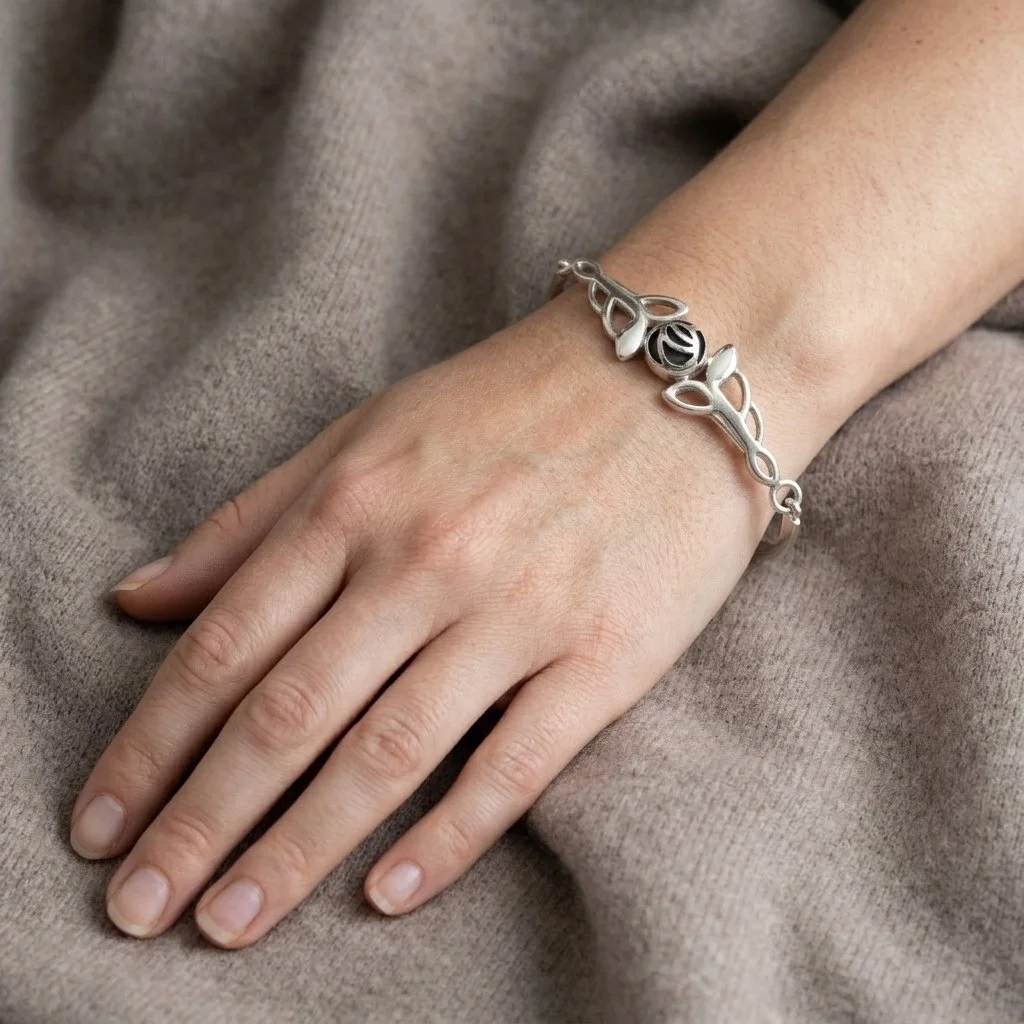Kit Heath Sterling Silver Rennie Mackintosh Rose Hook Bangle KH96.jpeg