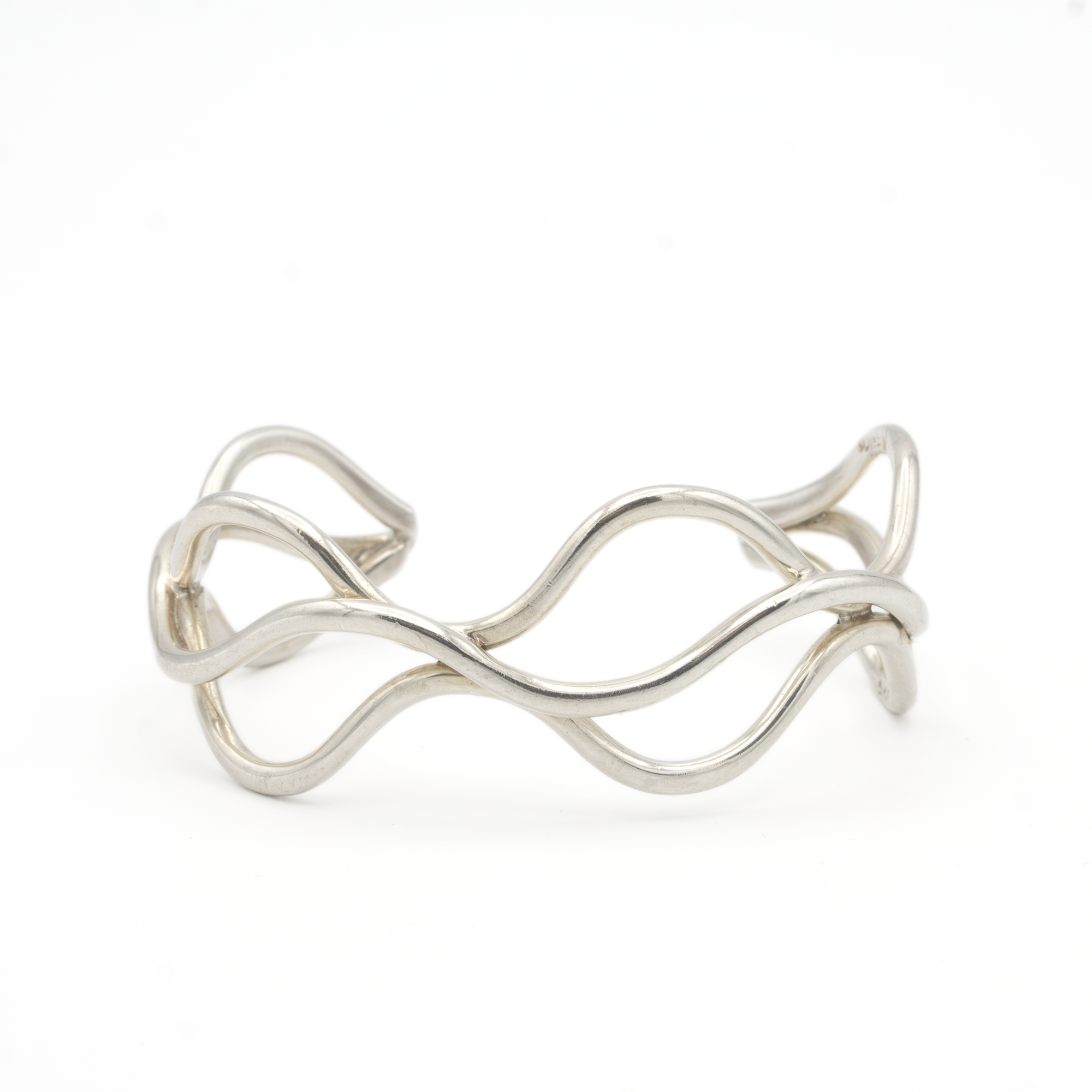 925 Silver Wave Wire Lattice Open Cuff Bracelet.png