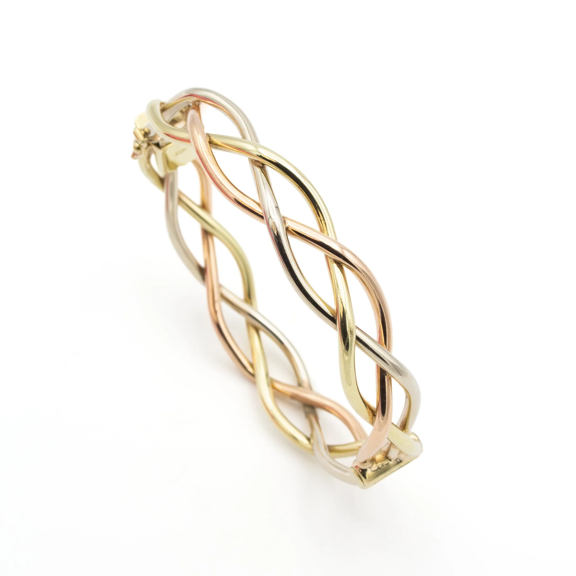 Tri-Colour Gold Woven Hinged Bangle.jpg