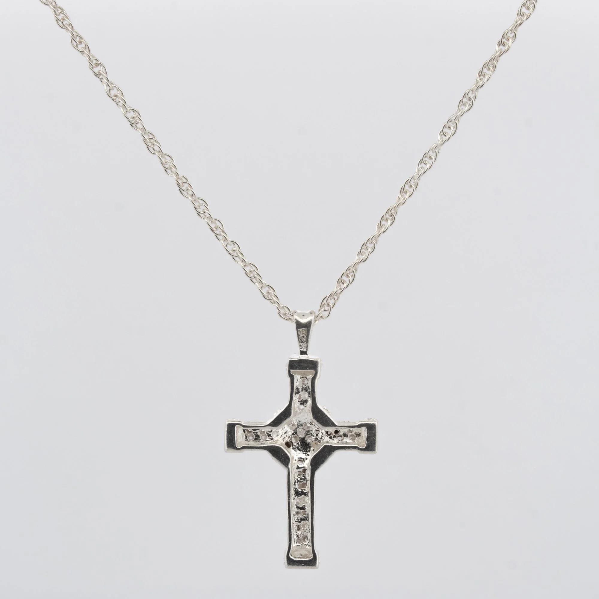 Sterling Silver Gem-Set Cross Necklace Jacksons Jewellers.jpg