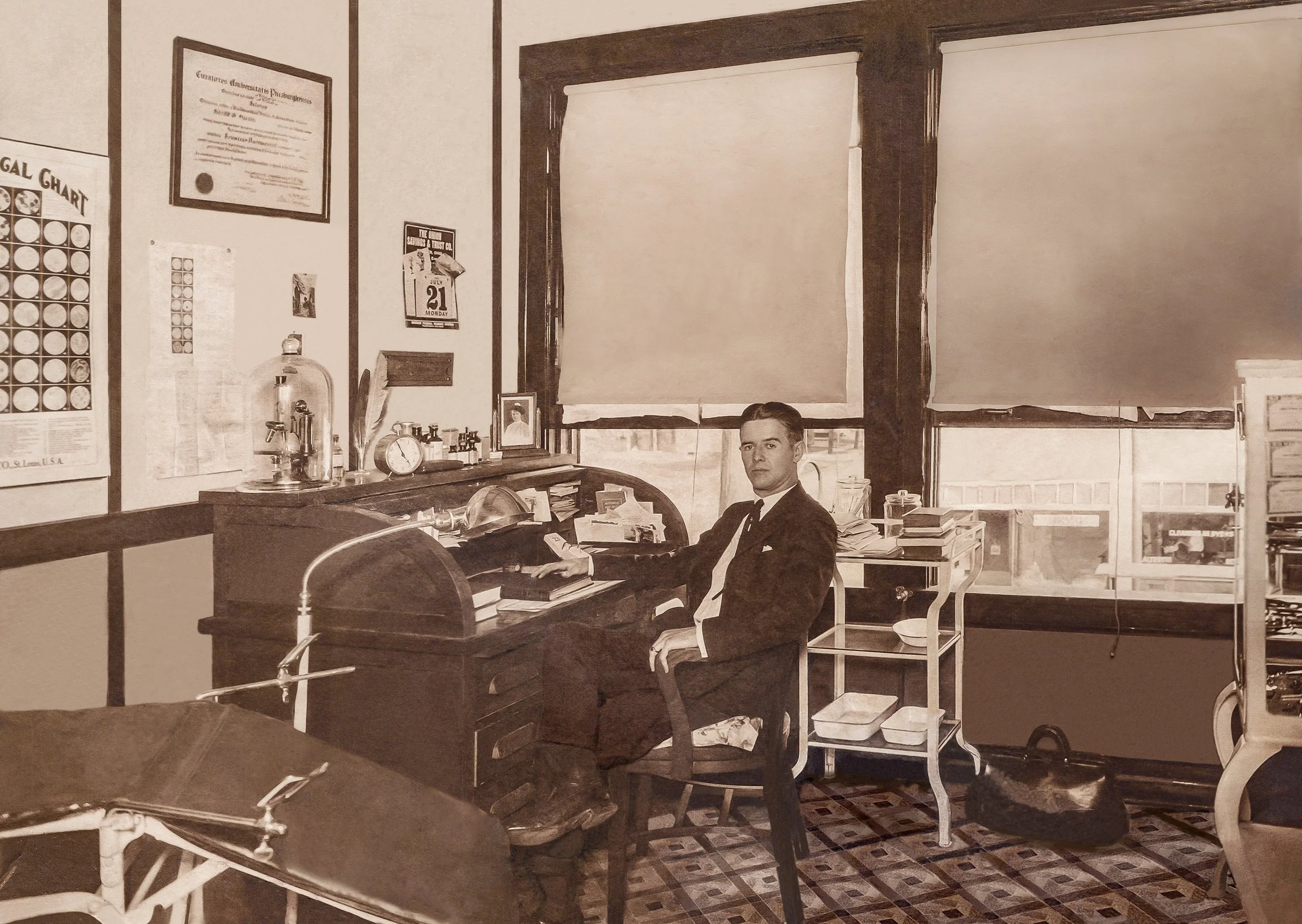Crisp circa 1930  image of doctor in office.