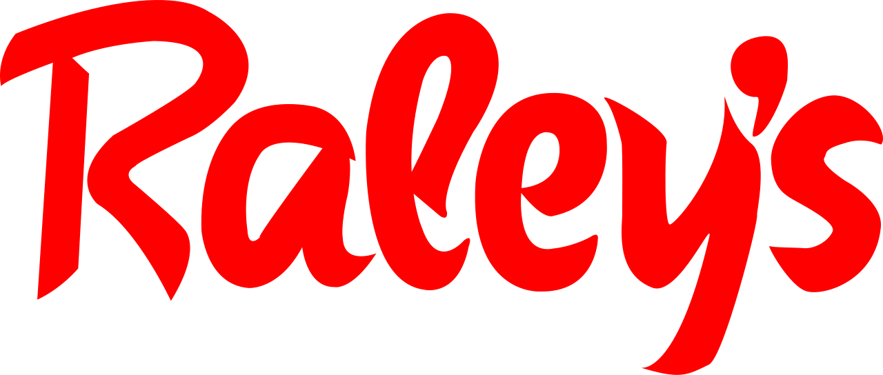 Red stylized text spelling 'Raley's' on a black background.