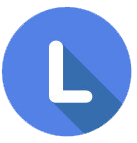 Clock icon with a blue background and a white clock face