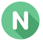 Green circle with a white letter N in the center