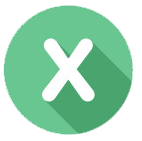 Green circle with a white 'X' mark