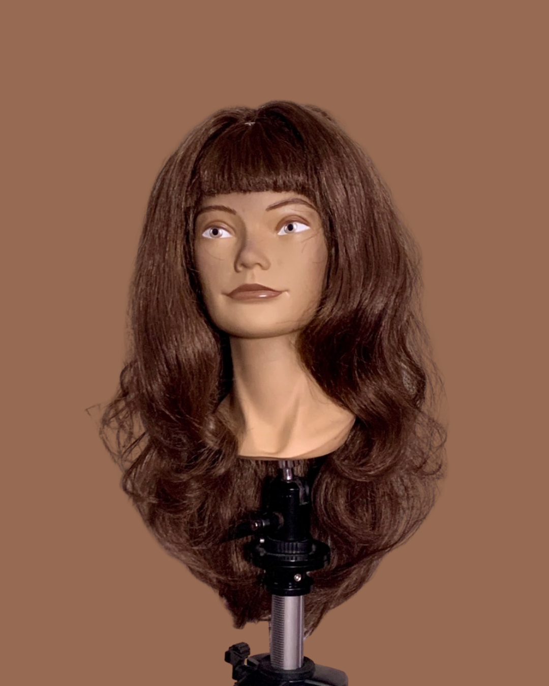 mannequin displaying bangs and long hair style