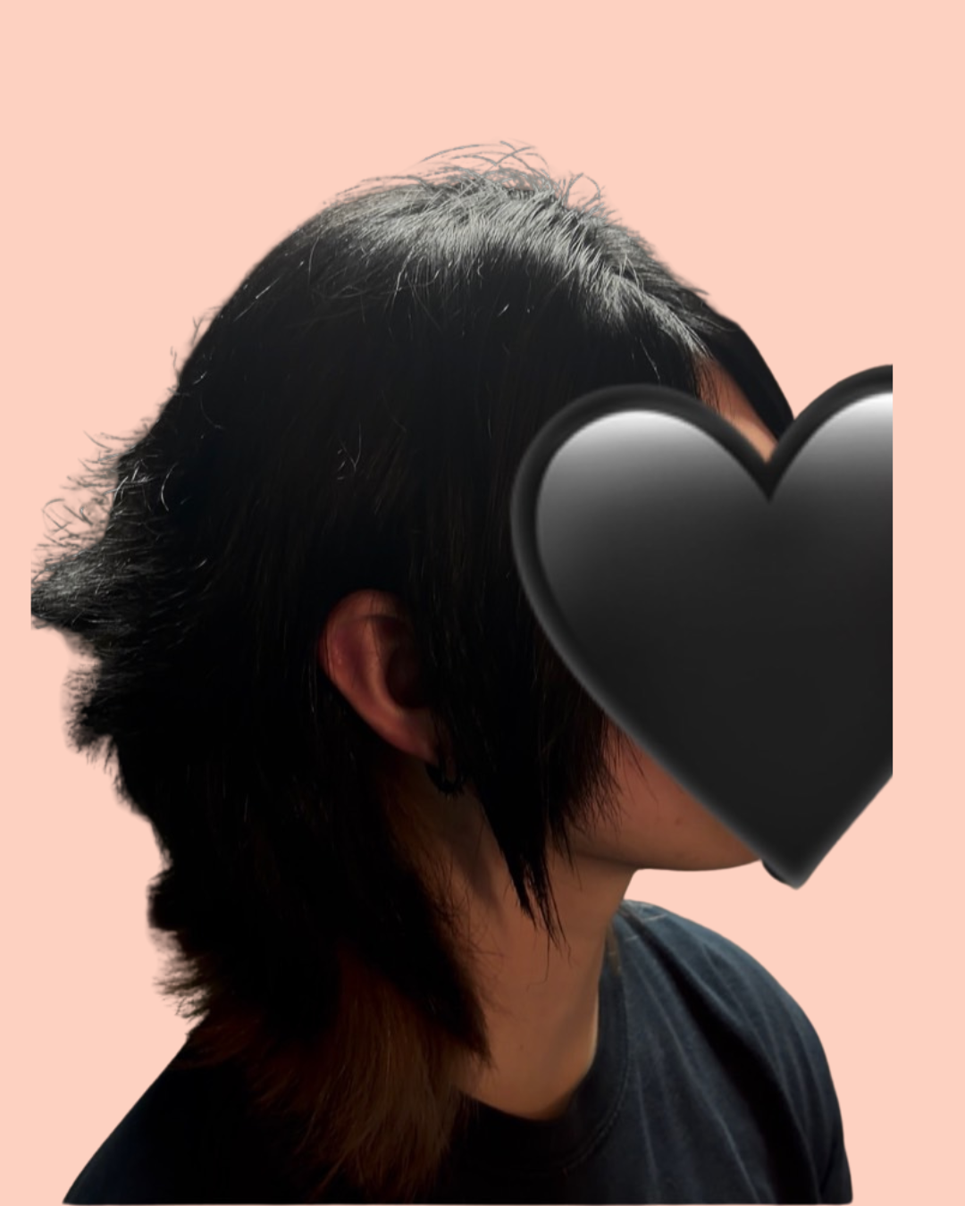 person with black hair side profile