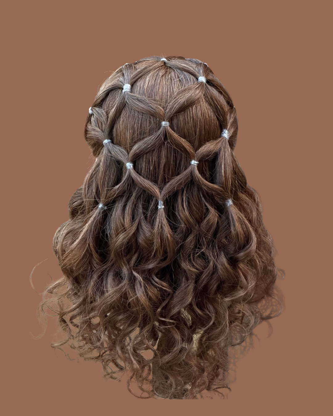 close up of braided hairstyle on long hair