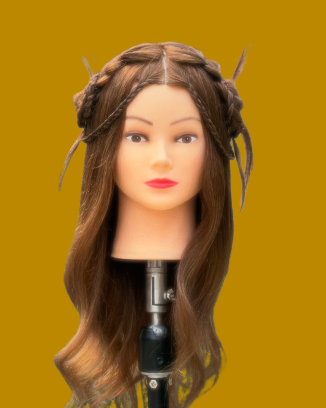 mannequin head facing forward with Updo style