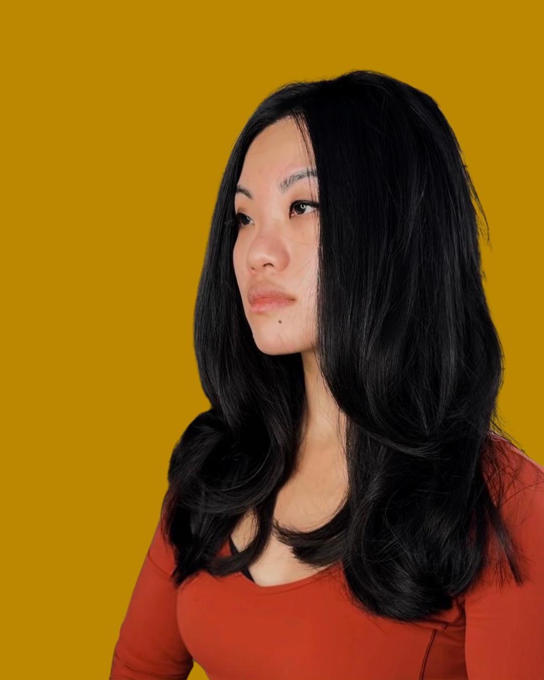 Person with long straight black hair