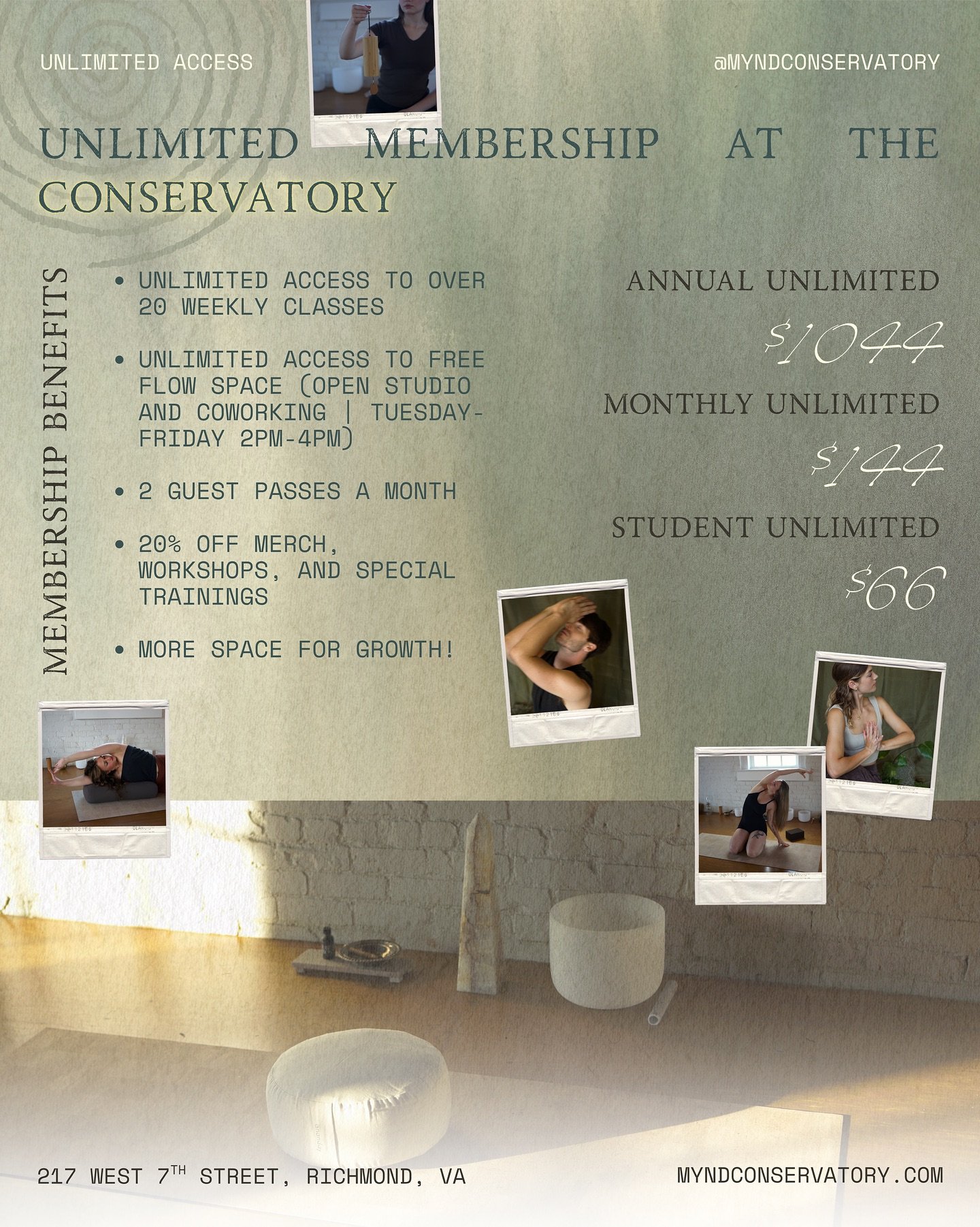 A space for you to grow 💚✨ Classes in the Conservatory give you that true feeling of empowerment and centeredness you&rsquo;ve been searching for.

You will move through any stagnant energy without thought, reclaiming your inner truth and intention.