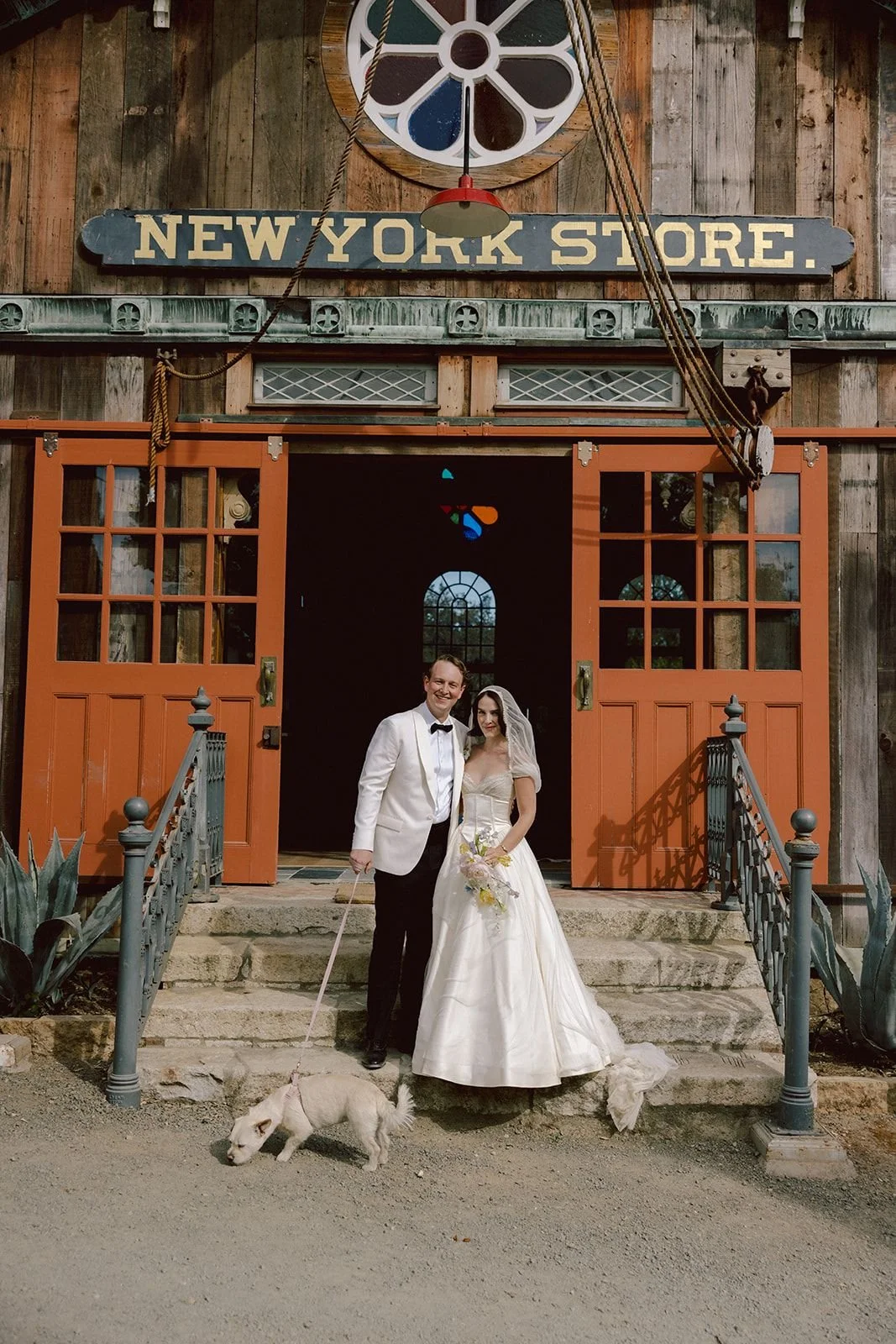 sonoma county wedding venue at triple s ranch couple outside dance hall